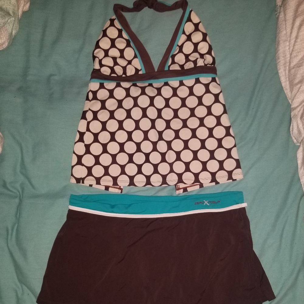 Halter Bathing Suit Top w 2 Skirted Bottoms!